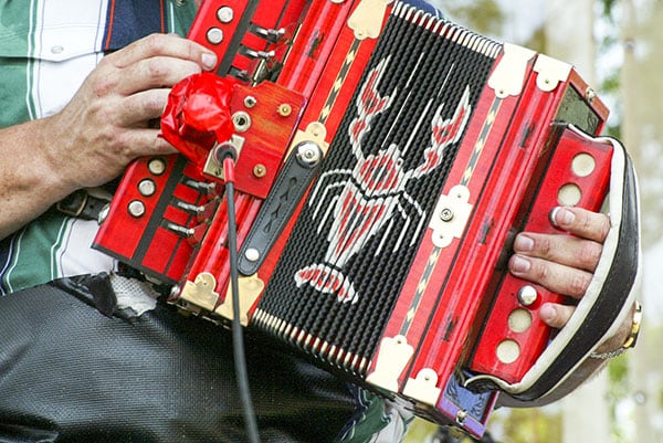 The Cajun Accordian, also known as a squeezebox, is a staple of Cajun music.